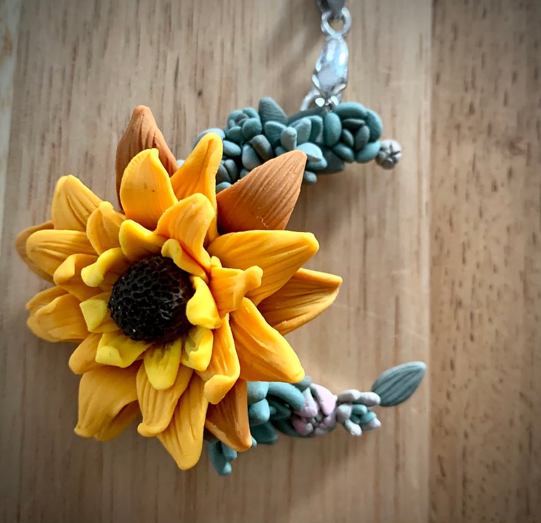Crescent Sunflower Pendant