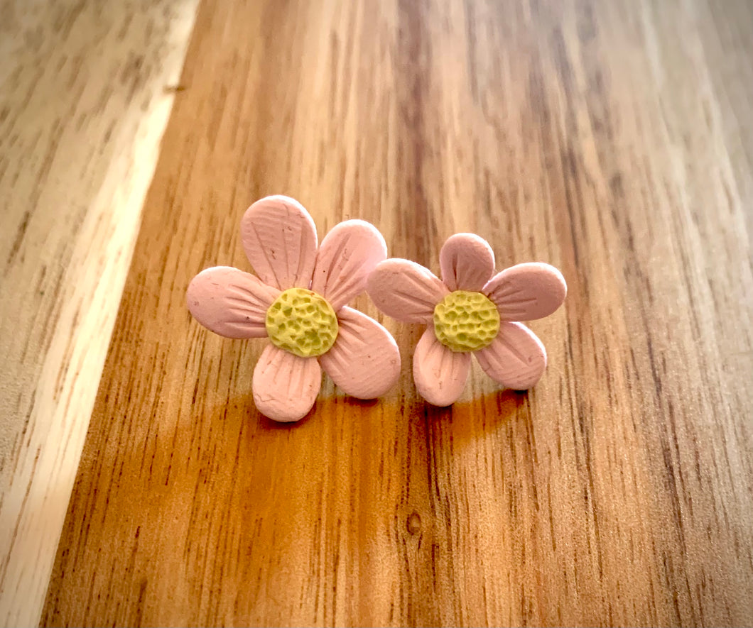 Spring Pink Flower Earrings
