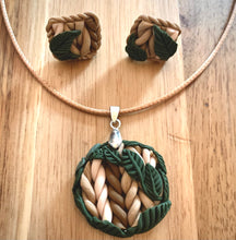 Load image into Gallery viewer, Knit and Leafy Pendant and Earrings Set
