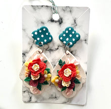 Load image into Gallery viewer, Teal Polka Dot Bouquet Jamila Marie Dangles
