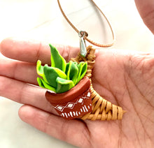 Load image into Gallery viewer, Terracotta Potted Snake Plant Necklace
