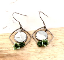 Load image into Gallery viewer, White Marble and Succulents Rounded Square Dangles

