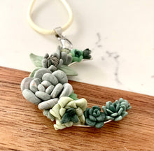 Load image into Gallery viewer, Green Blooms Succulents Crescent Moon Pendant
