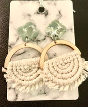 Load image into Gallery viewer, Olive and Sage Macrame Dangles
