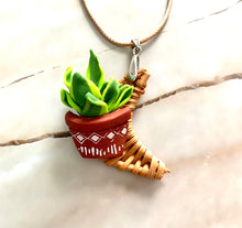 Load image into Gallery viewer, Terracotta Potted Snake Plant Necklace
