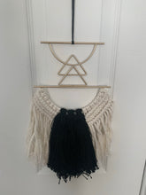 Load image into Gallery viewer, Black and White Geometric Macrame Wall Hanging
