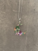 Load image into Gallery viewer, Sage/Lavender/Green Floral Crescent Moon Pendant
