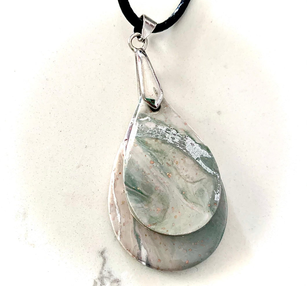 Stacked Gemstone Teardrops Necklace (large)
