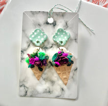 Load image into Gallery viewer, Mint Succulent Ice Cream Cone Dangles

