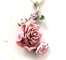 Load image into Gallery viewer, Pink Rose Crescent Moon Pendant
