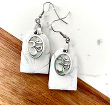 Load image into Gallery viewer, Om White Marble Statement Dangles
