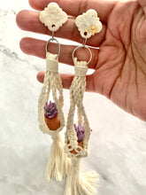 Load image into Gallery viewer, Plant Parenthood Lavender and Fuchsia Succulents Macrame Hanger Dangles (MEDIUM)
