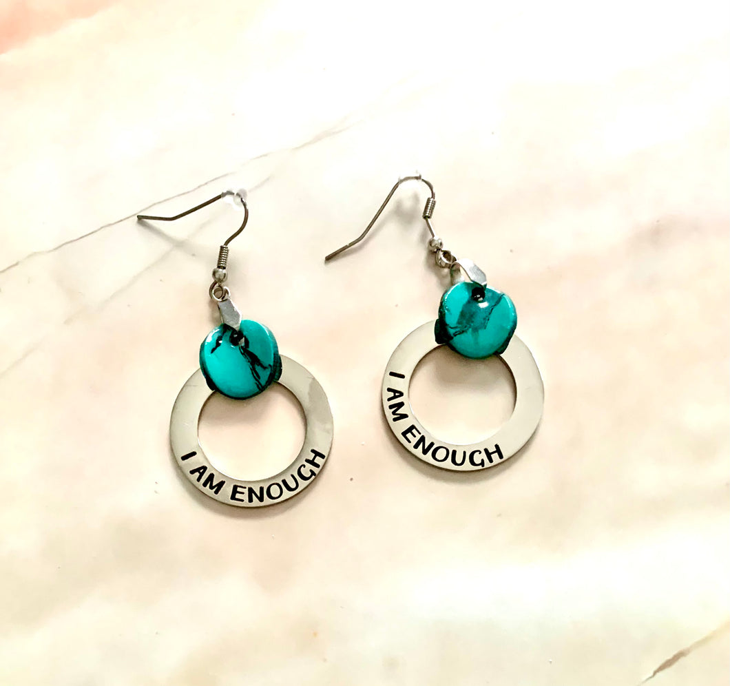 Turquoise “I Am Enough” Dangles (2)