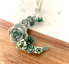Load image into Gallery viewer, Green Thumb Succulents Crescent Moon Pendant
