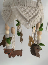 Load image into Gallery viewer, Woodland Animals Macrame Baby Mobile
