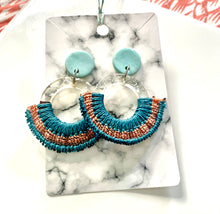 Load image into Gallery viewer, Micro Macrame Teal and Peach Luna Dangles
