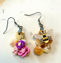 Load image into Gallery viewer, Pastel Floral Honeycomb Quartz Dangles
